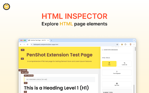 PenShot -> Draw + Inspect + Screenshot + Share :: Draw, annotate, and capture screenshots on any website with shapes, element scanning, font inspector, and Lorem Ipsum replacement.