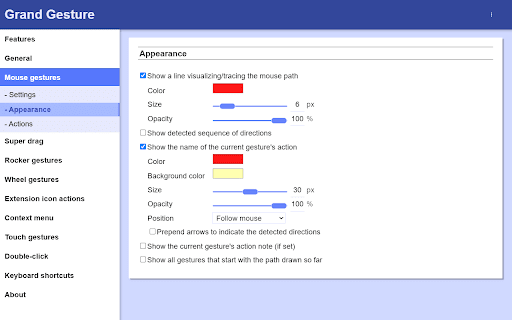 Grand Gesture :: The most comprehensive mouse gesture extension, featuring mouse gestures, super drag, rocker gestures, wheel gestures and more