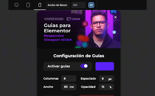 Guias para Elementor PRO - FLD :: Esta extensión genera unas guias de construcción dentro de Elementor pro para facilitar la construcción de sitios webs.