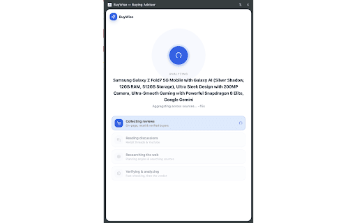 BuyWise - AI Purchase Research Advisor :: AI advisor that researches any retail purchase online or in-store and gives you a Buy / Consider / Skip verdict from real reviews.