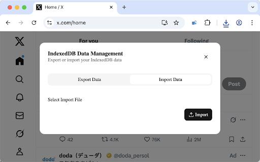 IDBPort :: IndexedDB data Export and Import