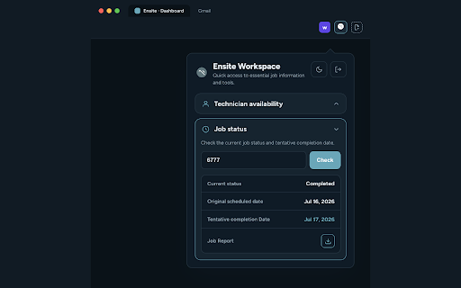 Ensite Workspace :: Extension to track and create jobs.