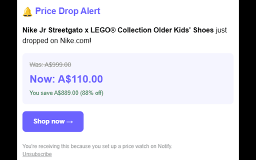 Notify – Price Tracker :: Track any product price on Australian sites. Get an email when the price drops.