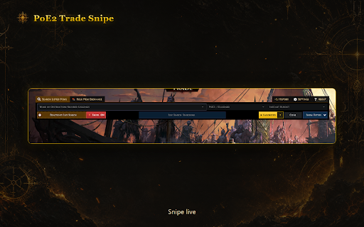 PoE2 Trade Snipe — One-Key Live Search Sniper :: PoE2 trade tools: save searches, compare items, browse search history and keep a purchase log.
