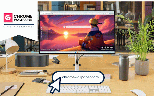 Naruto Sunset Live Wallpaper :: Naruto sits peacefully by a lake, watching a stunning sunset with purple and orange skies reflecting on calm waters.