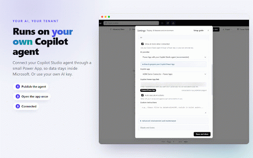 D365 AI Data Manager :: Browse D365 entities and build live Copilot dashboards and widgets.