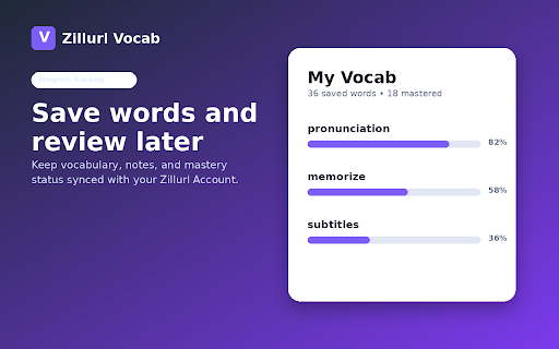 Zillurl Vocab :: Learn vocabulary from YouTube videos with AI. Extract words from subtitles, get context-aware definitions, and track your progress.