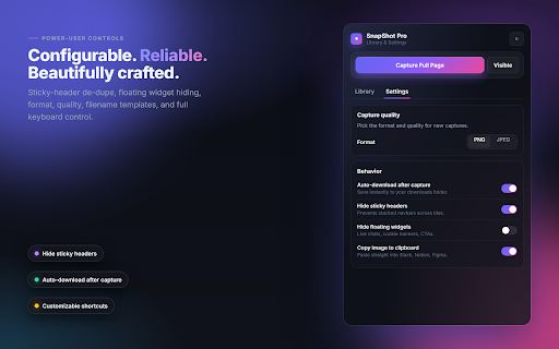 SnapShot Pro — Full Page Screenshot Capture :: Capture stunning full-page, scrolling, and visible-area website screenshots in HD. Fast, reliable, and beautifully designed.