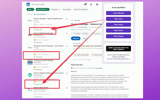 Fresh Job Filter :: Filter jobs by most recent postings
