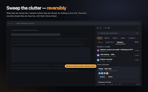 TabKeeper :: Side panel manager for open tabs, bookmarks, and saved sessions.