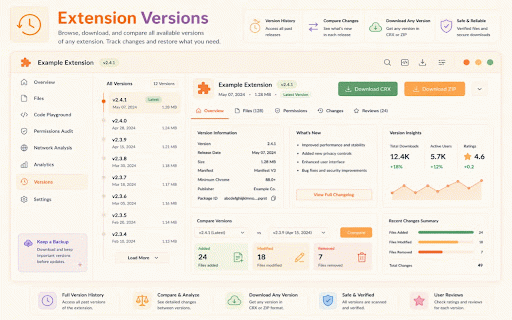 Extension Downloader – Download Chrome Extensions, CRX & Convert to ZIP :: Download Chrome extensions as CRX or ZIP, inspect code, audit permissions, browse versions, and convert CRX ↔ ZIP instantly.