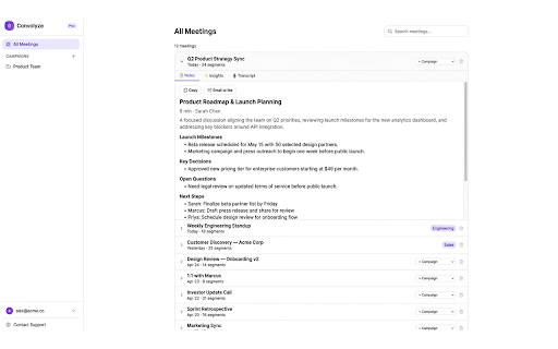 Convolyze - AI Meeting Notes & Fact-Check :: Google Meet AI assistant with real-time transcription, fact-checking, meeting notes, summaries, and action items.