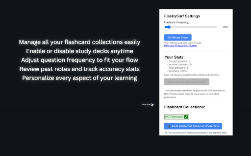FlashySurf - Study without ever Studying :: Study without ever Studying | Flashysurf v2.0 is an advanced study tool where anyone can learn passively via web browsing flashcards