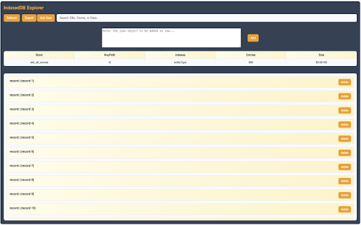 IndexedDB Explorer :: Explore and manage IndexedDB databases in your browser