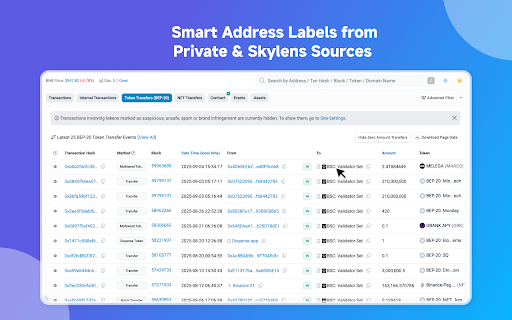 Skylens :: Provides blockchain explorer tools with address labeling and transaction analysis.