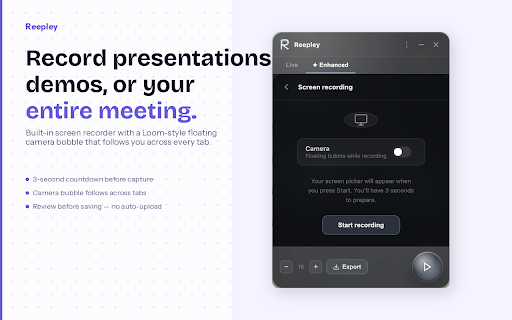 Reepley: AI note taker for Google Meet, Zoom and MS Teams :: The AI that sits in the room with you; live transcription, real-time AI answers, structured notes, and memory across sessions.