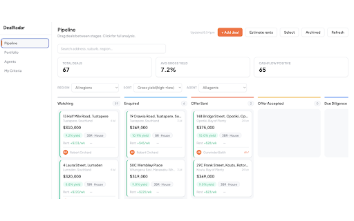 DealRadar Importer :: Scan TradeMe property listings into your DealRadar pipeline across your saved regions.
