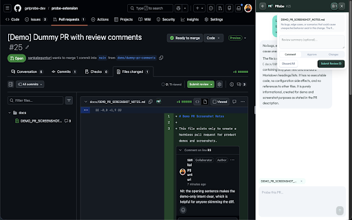 PRobe :: AI review companion for GitHub PRs