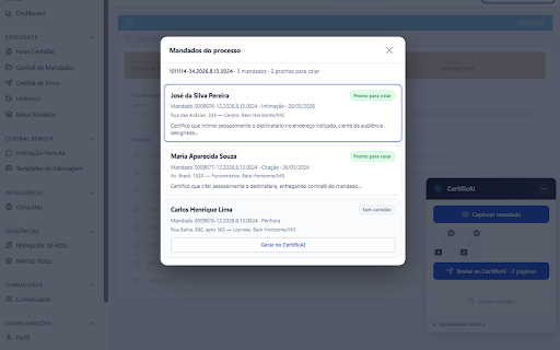 CertificAI - Gerador de Certidões :: Envie dados de mandados ao CertificAI e gere certidões com IA em poucos cliques.