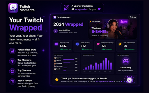 Twitch Moments: Save Twitch Chat History, VOD Sync & Shareable Stream Cards :: Save Twitch chat history forever. Sync live messages to VODs, create shareable moment cards, and relive your favorite streams.