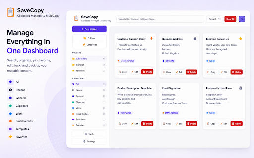 SaveCopy – Clipboard Manager & MultiCopy :: Save clipboard history, organize reusable text, and quickly copy or paste multiple snippets with categories and search.