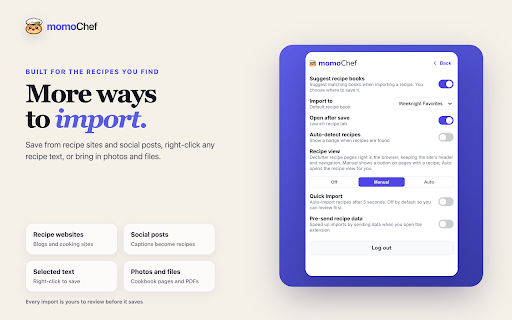momoChef: Recipe Clipper :: Save recipes from websites and social posts to your momoChef recipe library.