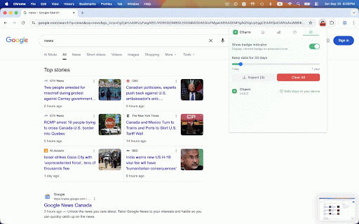 Charm: Your Browser's Wellness Monitor :: Enhance digital well-being! This plugin assesses online habits, like fitness trackers gauge activity. Data stays local for privacy.