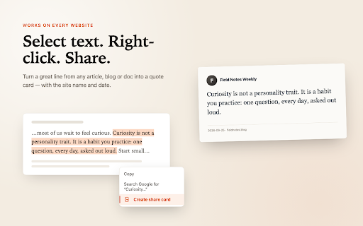 PaperCard — Tweet & Reddit Post to Image :: Turn social media posts, or any text you select, into clean image cards. One click, copied to your clipboard. No watermark.