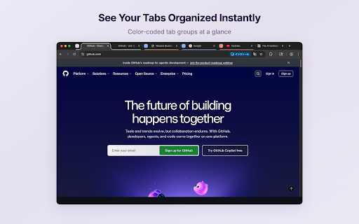 TabFlow - Tab Group Workspace Manager :: Auto-group tabs by domain rules and save/restore workspaces in one click. Native Tab Groups, zero learning curve.