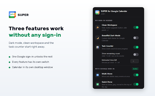 Bulk Edit, Move Events & Desktop - Pro Extension for Google Calendar™ :: Bulk Edit & Delete with Undo · Google Calendar Desktop App Download · Dark Mode. Move multiple events, tasks & appointments at once