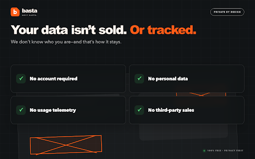 Basta Publi - Ad Blocker :: Blocks ads and trackers on YouTube, news sites, and online stores. 100% free and private Manifest V3 ad blocker.