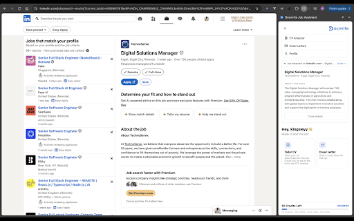 Docwrite Job Assistant :: Read the current job page and prepare details for Docwrite CV and cover letter support.