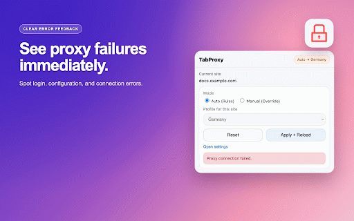 TabProxy — Per-Site Proxy Switcher :: Per-site proxy switcher. Route specific websites through your own HTTP/SOCKS5 proxies — system settings untouched.