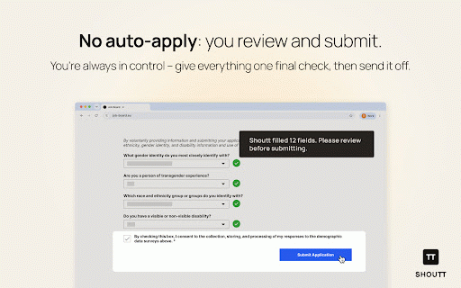 Shoutt :: Preview employer application forms, auto-fill them from your Shoutt profile, and track every application you send.