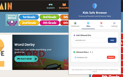 Kids Safe Browser - Parental Control & Web Filter :: Professional parental control. Restrict website access, manage screen time, and ensure safe browsing with PIN protection.