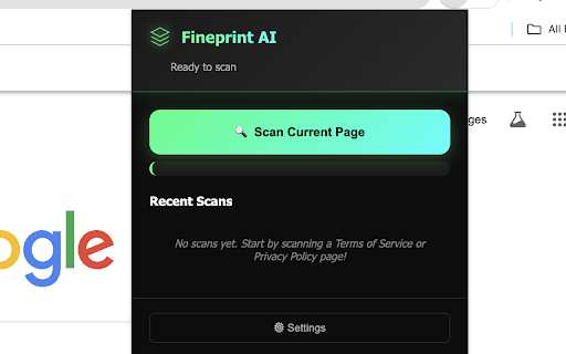 Fineprint AI :: AI-powered Terms of Service and Privacy Policy scanner with futuristic interface