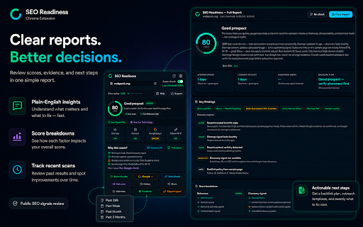 SEO Readiness :: Score websites for backlink outreach. Check crawl health, Google indexing, sitemaps, link policy, and extract emails.