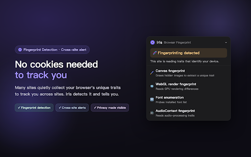 Iris — Privacy & AI Safety :: Detects trackers, fingerprinting & AI leaks. Flags unsafe citations, subscription traps & adult content. Open source.