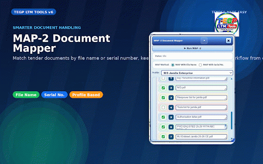 TEGP LTM Tools :: TEGP LTM Tools v6.2: fast e-GP LTM autofill, GRID, Smart Resume, mapping, Inbox batch, profiles and recovery tools.