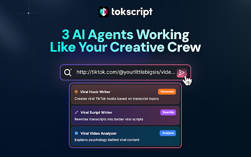 Tokscript :: Transform TikTok videos into text instantly. Copy, download, and save video captions with one click.