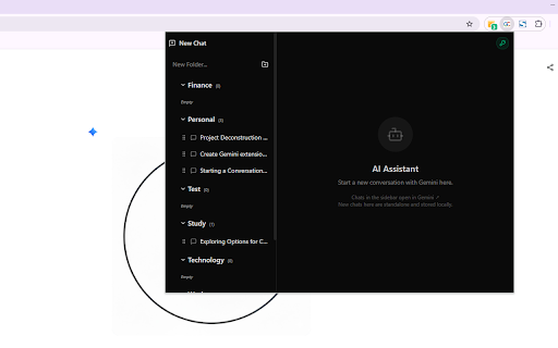 Gemini Chat Organizer :: Organize Gemini chats into folders with drag-and-drop. Assign folders and chat with AI using your own Gemini API key.