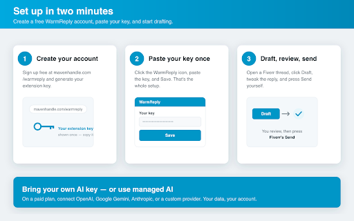 WarmReply — reply assistant for freelancers :: Check Upwork job fit, then draft & refine proposals and Fiverr replies. You review and send — it never sends on its own.