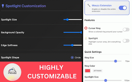 Mouzz – Spotlight, Ring & Cursor Tools for Presentations & Tutorials :: Free professional mouse enhancement with spotlight effects and custom cursor mouse tools for presentations and tutorials