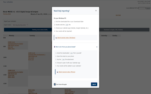 myBCIT Schedule Exporter :: Export your BCIT schedule to Google Calendar or download as ICS file