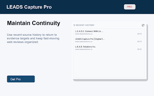 LEADS Capture Pro™ :: Enterprise-grade evidence capture for investigators.