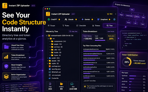 Instant ZIP Uploader for ChatGPT, Gemini, Claude :: Upload ZIP files instantly to Claude, Grok, Deepseek & all AI platforms. Fast codebase injection