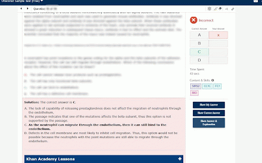 MCAT Prep Review Mode :: Hides answers and explanations on the AAMC MCAT review pages so you can rework questions independently.