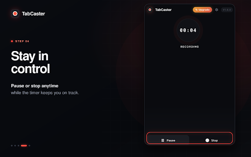 TabCaster: Screen Recorder with Privacy :: Record your tab or screen with audio, cinematic auto-zoom, and privacy blur. MP4, WebM & GIF — no cloud, everything stays local.
