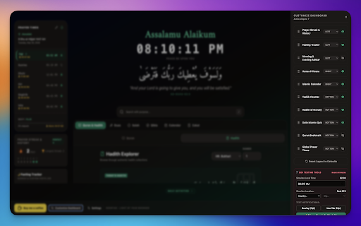 NoorTab - Islamic New Tab :: Transform every new tab into an Islamic companion - prayer times, Adhan reminders, Qibla compass, Adhkar, Quran bookmarks, and more.