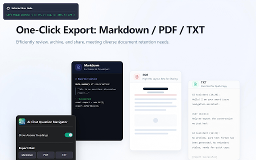 AI Chat Question Navigator :: Auto-builds question & answer navigation with one-click jump and multi-format export across major AI chat platforms.